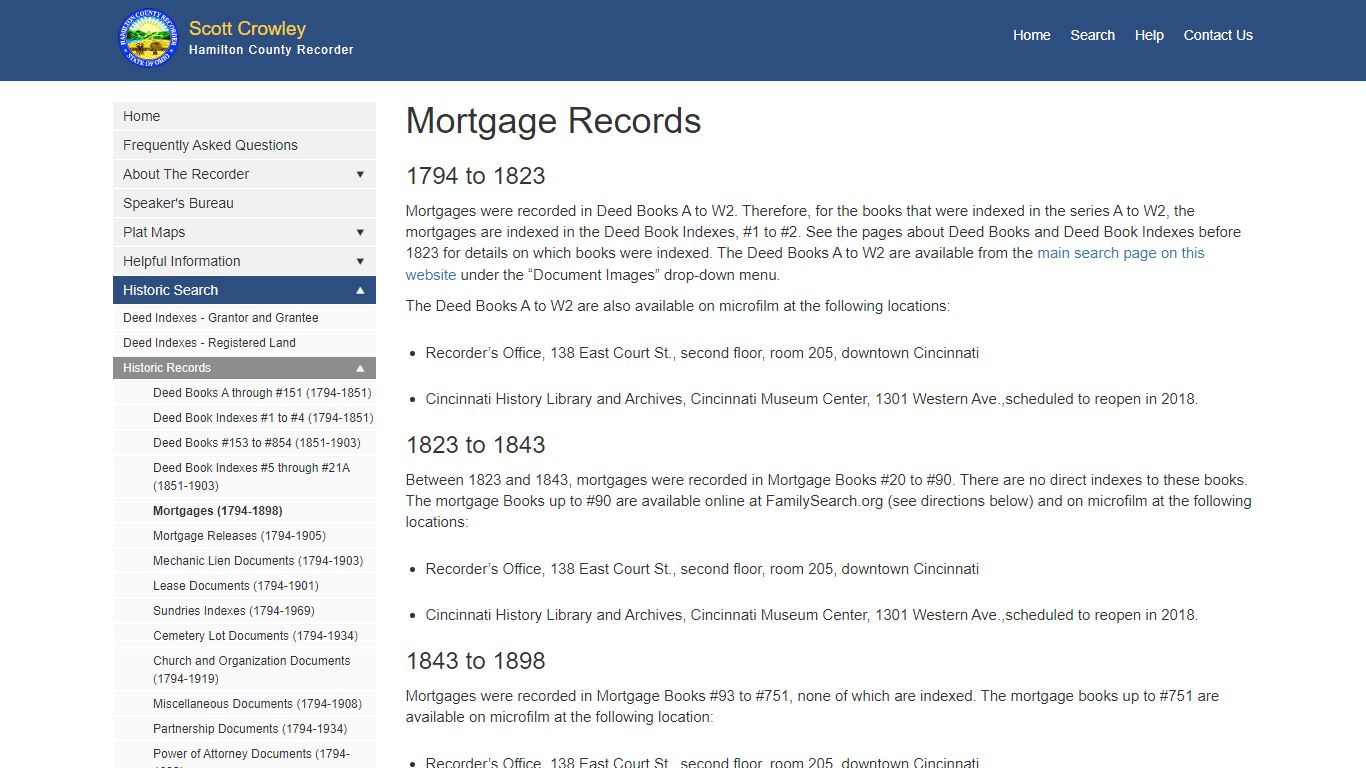 Hamilton County Recorder's Office | Mortgage Records